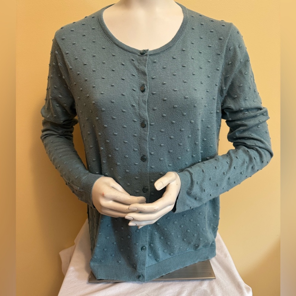 Coldwater Creek Blue Textured Cardigan Size M